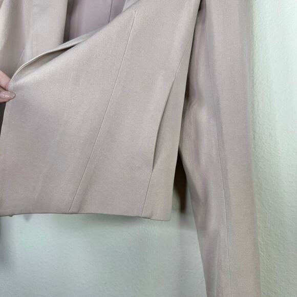 Theory Open Front Cropped Long Sleeve Work Office Blazer Jacket Pink 10 - Picture 3 of 12